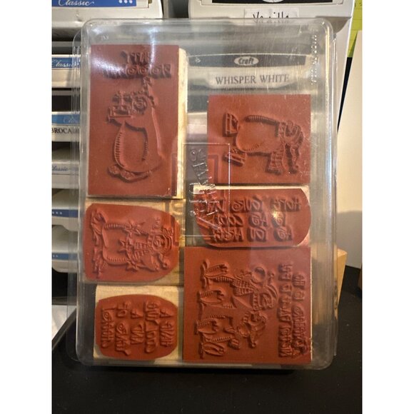 Stampin Up Penguin Party Rubber Stamps Set Of 6 Wood Mounted Penguin Stamps - Picture 2 of 2